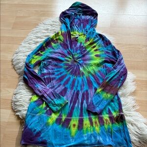 Kavio Women’s Tie-Dye Hooded Top - Purple, Green, Yellow M